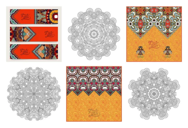一套花卉装饰背景, 模板框架设计的卡 — 图库矢量图片
