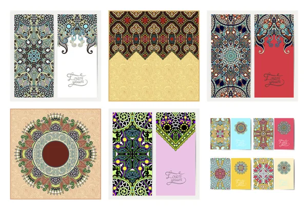 Conjunto de fondo decorativo floral, diseño de marco de plantilla para tarjeta — Archivo Imágenes Vectoriales