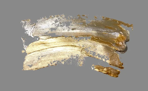Mão desenho escova de ouro pincelada pintar local em um fundo cinza — Vetor de Stock