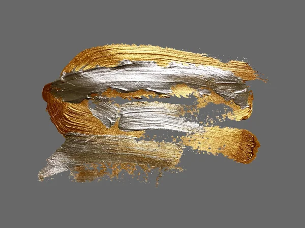Hand Zeichnung Gold Pinselstrich Farbfleck — Stockvektor