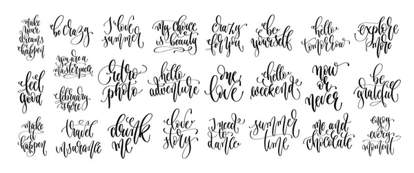 Set van 25 hand belettering inscriptie tekst motivatie en inspiratie positieve citaten — Stockvector