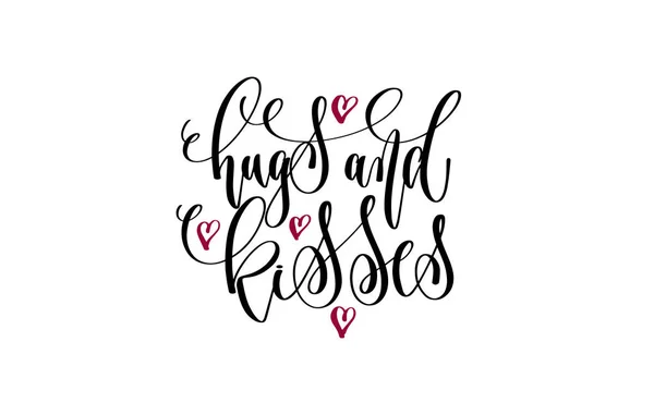 Abraços e beijos - texto lettering mão para design dia dos namorados —  Vetores de Stock