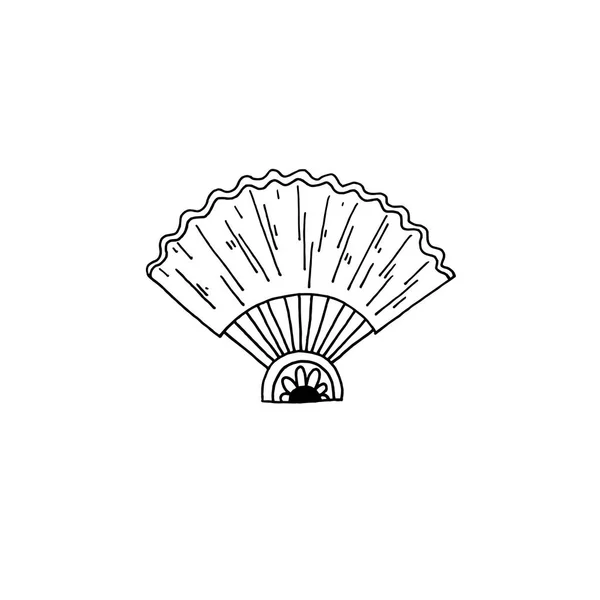 Fan bosquejo dibujo icono verano temática — Vector de stock