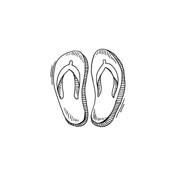 Chanclas boceto dibujo icono verano temática — Vector de stock