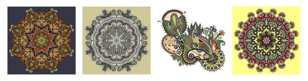 Adorno de encaje circular, redondo ornamental geométrico — Vector de stock