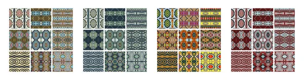 Set of different seamless colored vintage geometric pattern — Stock Vector