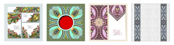 Dekorativ etikett kort för vintage design, etniska mönster, antika gratulationskort — Stock vektor