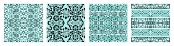 Conjunto de diferentes patrones geométricos vintage de colores sin costura — Vector de stock