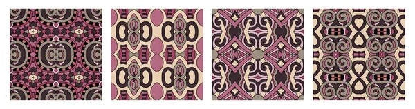 Набор различных бесшовных цветных винтажных геометрических узоров — стоковый вектор