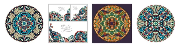 Diseño decorativo de plantilla de plato circular, patrón geométrico redondo — Archivo Imágenes Vectoriales