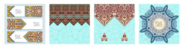 Carte d'étiquette décorative pour le design vintage, style kalamkari ethnique indien — Image vectorielle