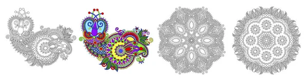 Кружевной кружевной орнамент, круглая декоративная геометрическая салфетка — стоковый вектор