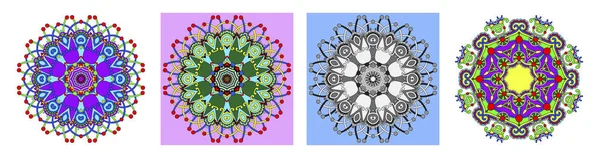 Ornement en dentelle circulaire, napperon géométrique décoratif rond — Image vectorielle