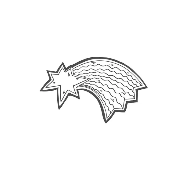 Ícone doodle de estrela cadente cometa com cauda — Vetor de Stock
