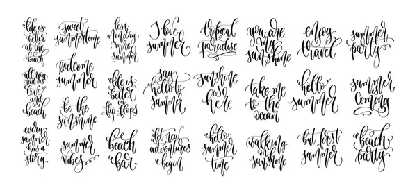 Set van 25 hand belettering inscripties tekst zomer vakantie ontwerp — Stockvector