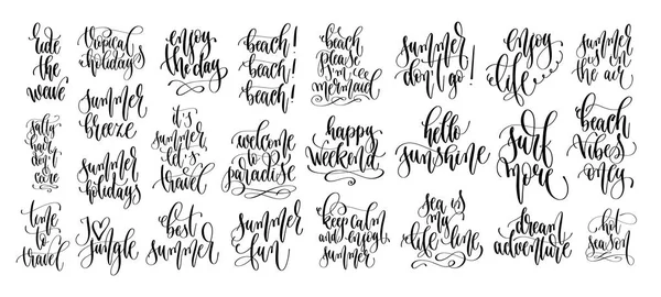 Set van 25 hand belettering inscripties tekst zomer vakantie ontwerp — Stockvector