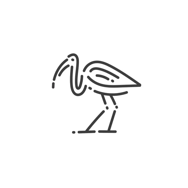 Ibis επίπεδη εικονίδιο περιγράμματος της Αιγύπτου, concept σιλουέτα — Διανυσματικό Αρχείο