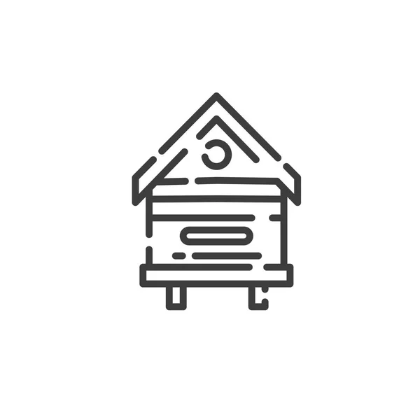 Ícone de arte de linha de colmeia no apiário para abelhas —  Vetores de Stock