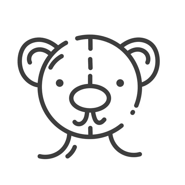 Модний значок стилю лінії про шиття іграшок плюшевої голови ведмедя — стоковий вектор