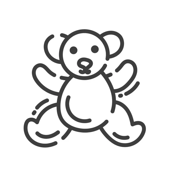 Icône de style ligne à la mode sur les jouets à coudre ours en peluche — Image vectorielle