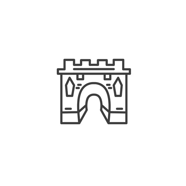 Stadt- und Stadtelement-Ikone - mittelalterliches Tor, Sehenswürdigkeit im trendigen einfachen Linienstil — Stockvektor