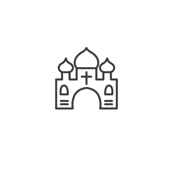 Stedelijke en stad element icon-kerk tempel in trendy eenvoudige lijn Art stijl — Stockvector