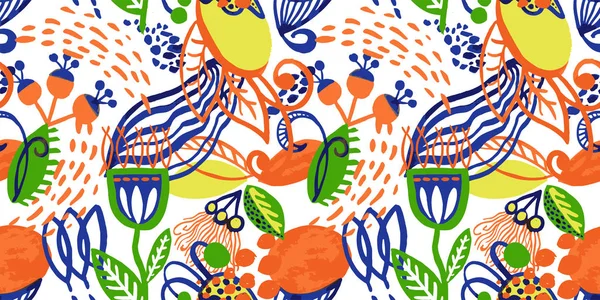Pintura a mano abstracta patrón sin costura, textura del azulejo — Vector de stock