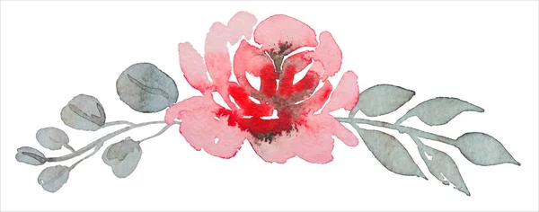 Peinture à la main aquarelle rose, motif de fleurs — Image vectorielle