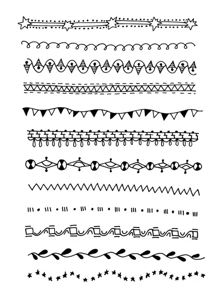 Divisor de página de garabato de dibujo a mano decoración, plantilla de diseño de borde de línea vintage — Archivo Imágenes Vectoriales