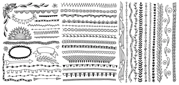 Desenho à mão esboço bordas simples doodle, linhas de borda —  Vetores de Stock