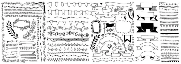 Conjunto de dibujo a mano doodle bosquejo elemento de diseño — Archivo Imágenes Vectoriales
