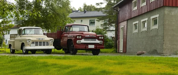 Bodø Norwegia Sie 2018 Wystawa Retro Samochodów Dziedzińcu Domu Bodo — Zdjęcie stockowe