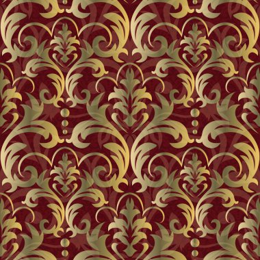 Barok Dikişsiz Desen. Damask duvar kağıdı. Vektör çizimi