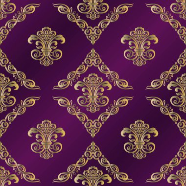 Retro tarzında damask desen ile Vintage arka plan. Sorun -suz 