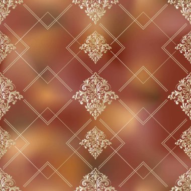 Damasko süsleme ile Seamless modeli. Vektör vintage çiçek deniz