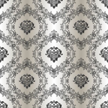 Vector vintage çiçeksiz desen elementi. Damask duvar kağıdı