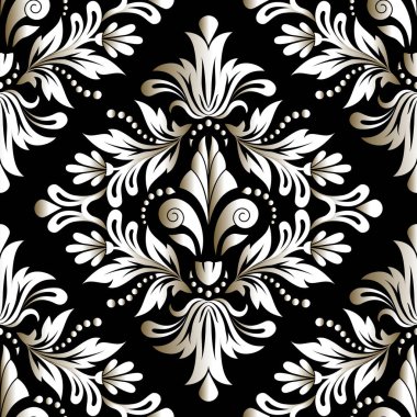 Damasko süsleme ile Seamless modeli. Vektör vintage çiçek deniz