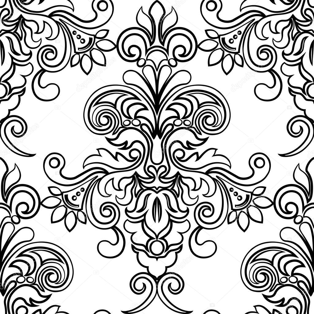 Elegant texture for wallpapers. Vector damask seamless pattern e