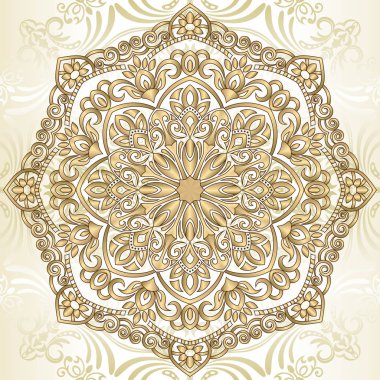 Mandala. oryantal tarzda dantel süs. Vintage dekoratif unsurlar. Vektör çizimi.