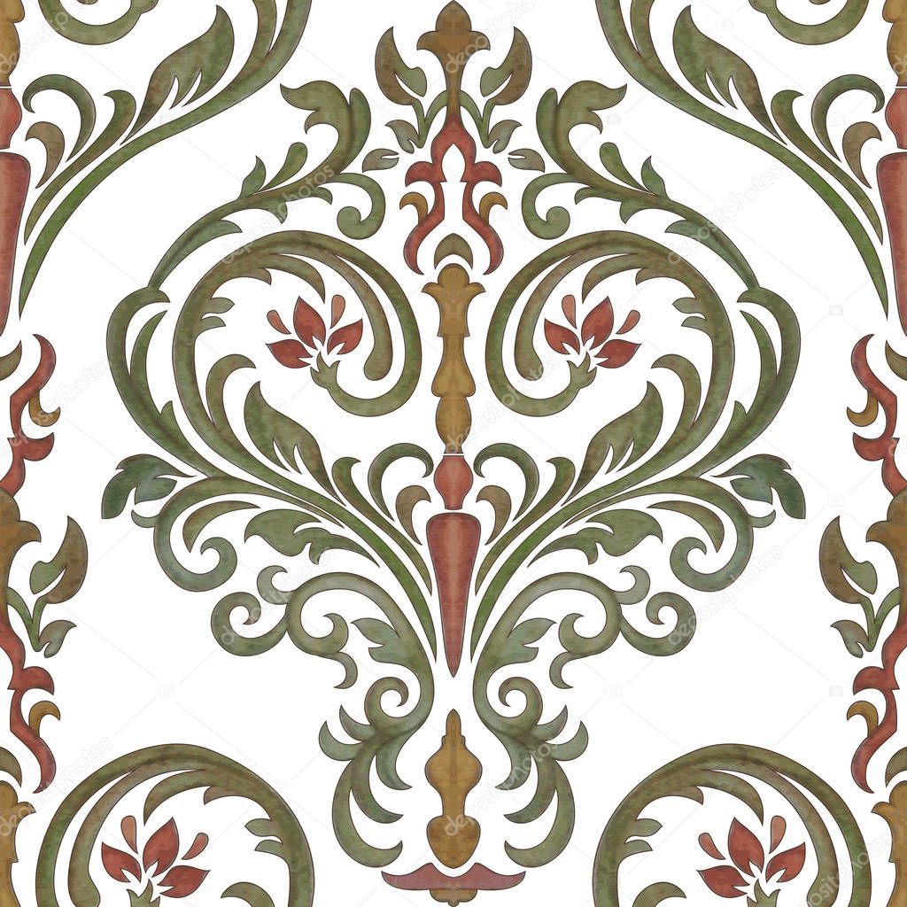 Seamless oriental pattern. Vector vintage floral seamless pattern element. Damask wallpaper