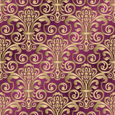 Damasko süsleme ile Seamless modeli. Vektör vintage çiçek deniz