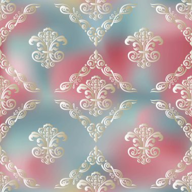 Şam süslemeile dikişsiz desen. Damask duvar kağıdı.