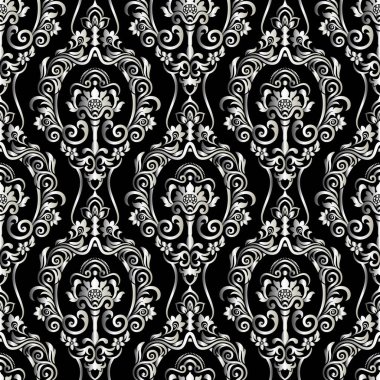 Vektör vintage çiçek seamless modeli öğe. Vektör damasko se