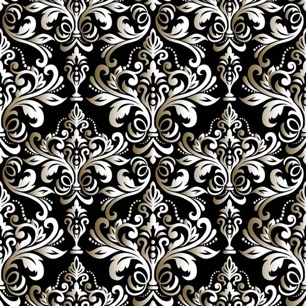 ダマスク織の飾りとのシームレスなパターン。ベクトル ヴィンテージ花海 — ストックベクタ