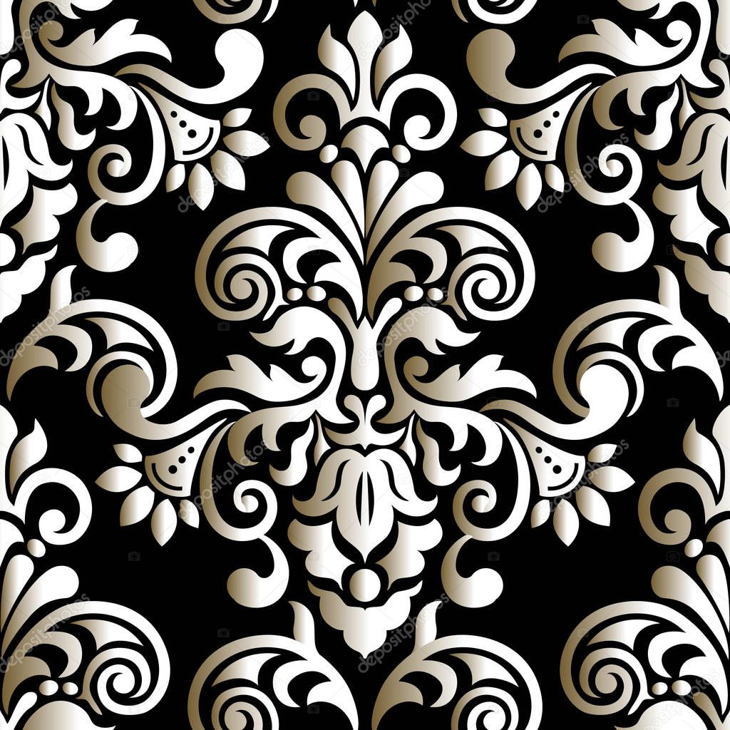 Seamless pattern with damask ornament. Damask wallpaper.