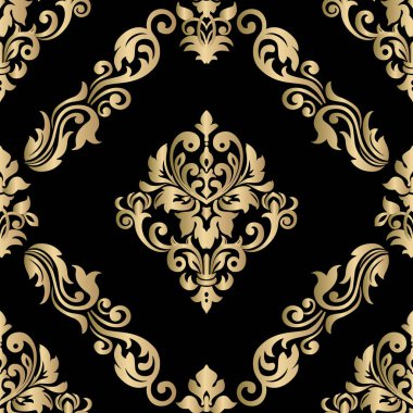 Retro tarzında damask desen ile Vintage arka plan. Sorun -suz 