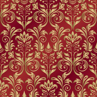 Damask vintage Kusursuz arkaplan deseni. 