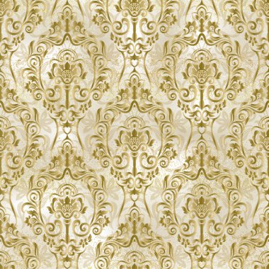Damask Duvar Kağıdı. Klasik Şablon. Viktorya tarzında kusursuz sınır.