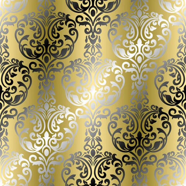 背景や壁紙のデザインのためのシームレスなダマスクパターン ダマスク壁紙 — ストックベクタ