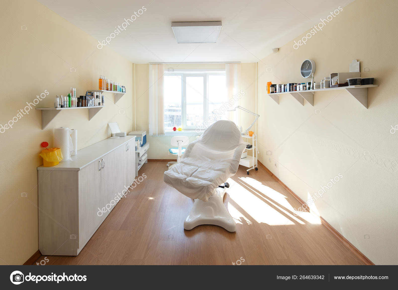 Cosmetologist Cabinet With Massage Table In Modern Beauty